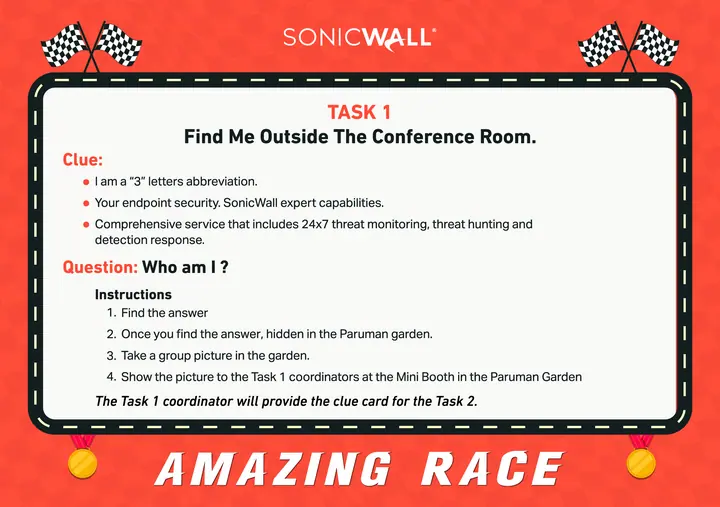 Clue Card Amazing Race SonicWall Task 1